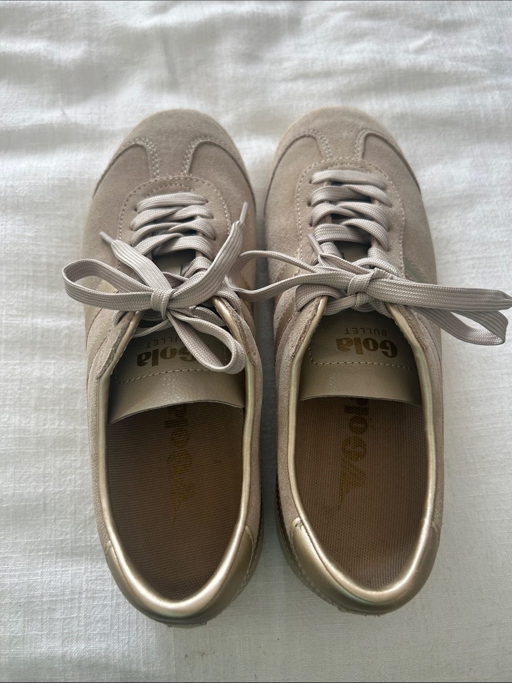 Gola Beige Suede Lace-Up Sneakers